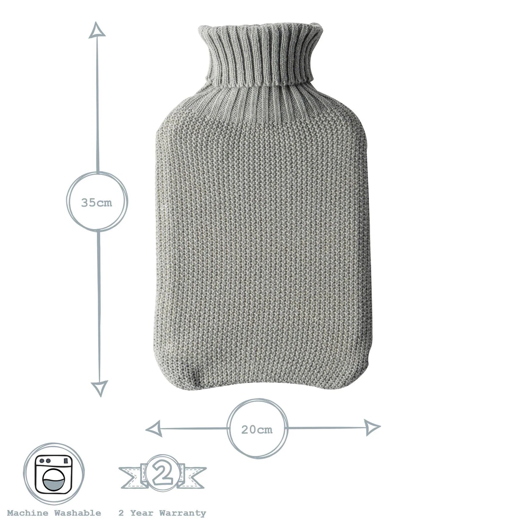 Hot Water Bottle Cover - Knitted - Grey