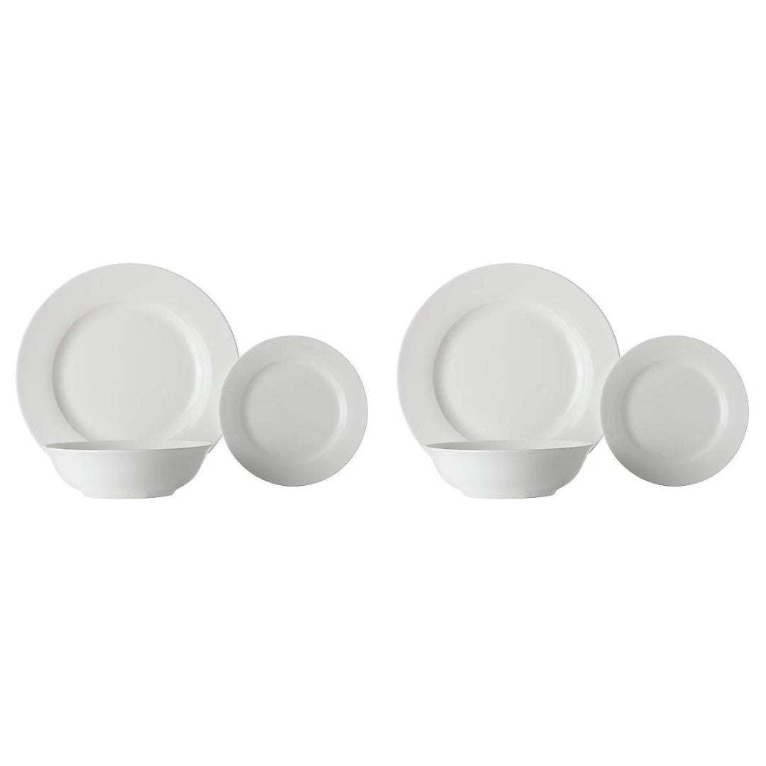 2x Maxwell & Williams White Basics European Rim Dinner Set 12pc Gift Boxed