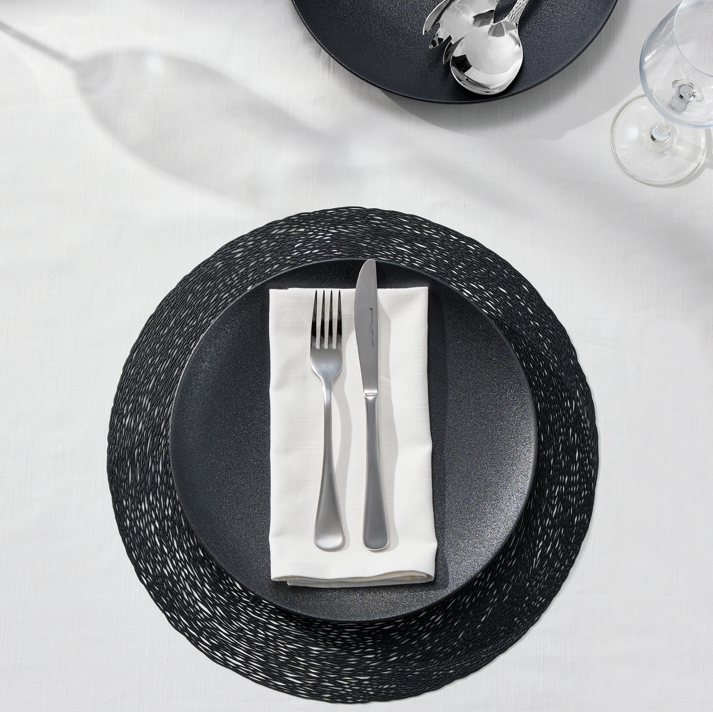 Maxwell & Williams Table Accents Lace Metallic Round Placemat 38cm - Black