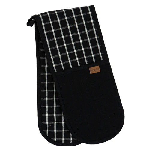 Ladelle Hemingway Black Double Oven Mitt - 18x85cm