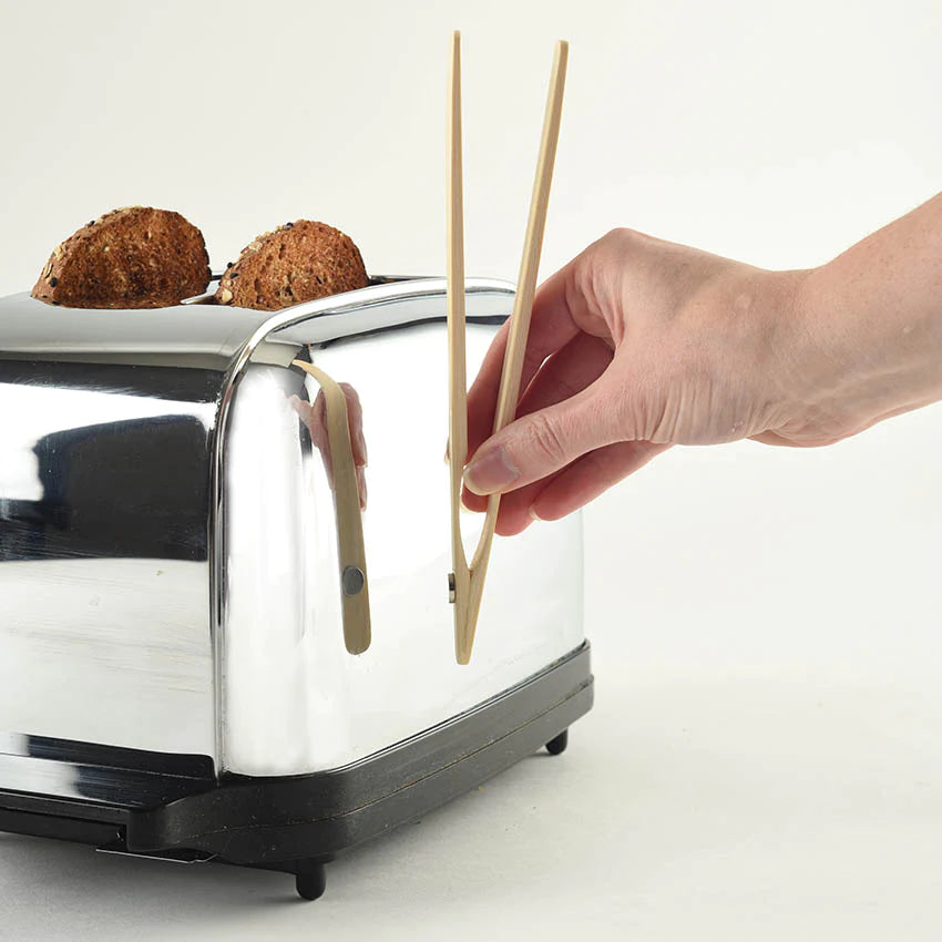Appetito Bamboo Magnetic Toast Tongs 20cm