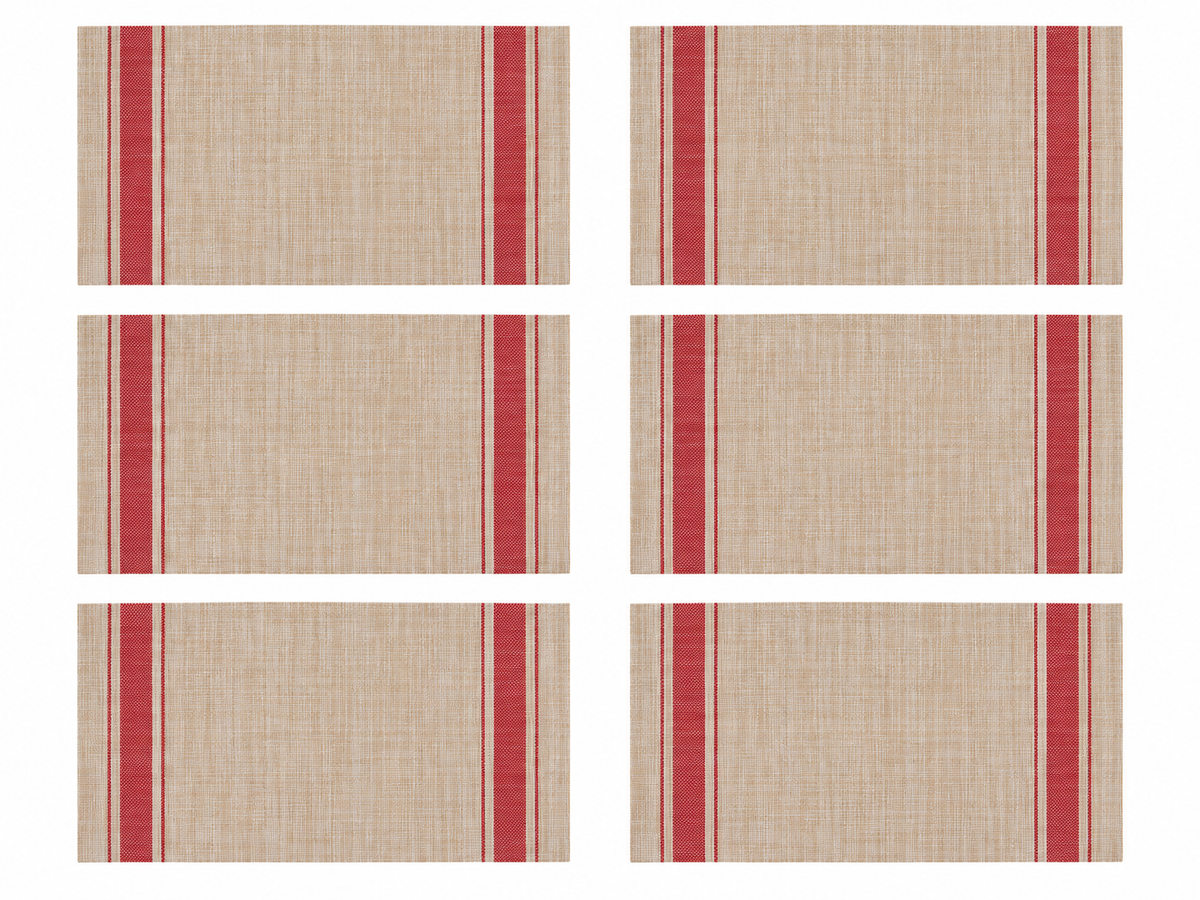 6PK Maxwell & Williams 45x30cm Table Accents Linen Look Metallic Placemat - Red