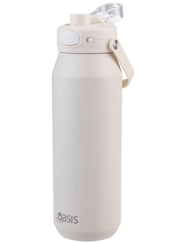 Oasis Ceramic Stainless Steel Triple Wall Insulated Capri Drink Bottle with Quick Release Lid 750ml - Alabaster