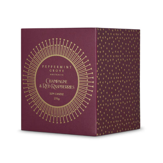 Peppermint Grove Australia Large Candle 370g – Champagne & Red Raspberries