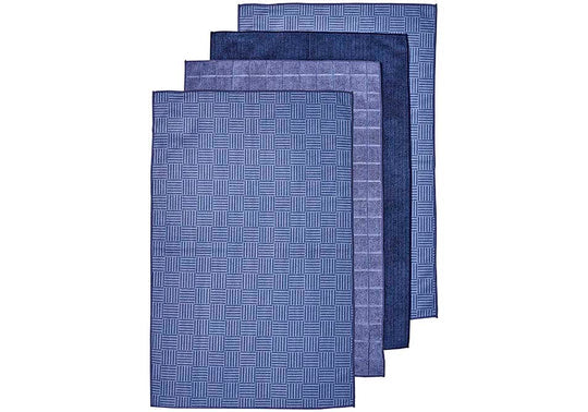 Ladelle Benson 4pk Microfibre Kitchen Towels - Blue - 43x68cm