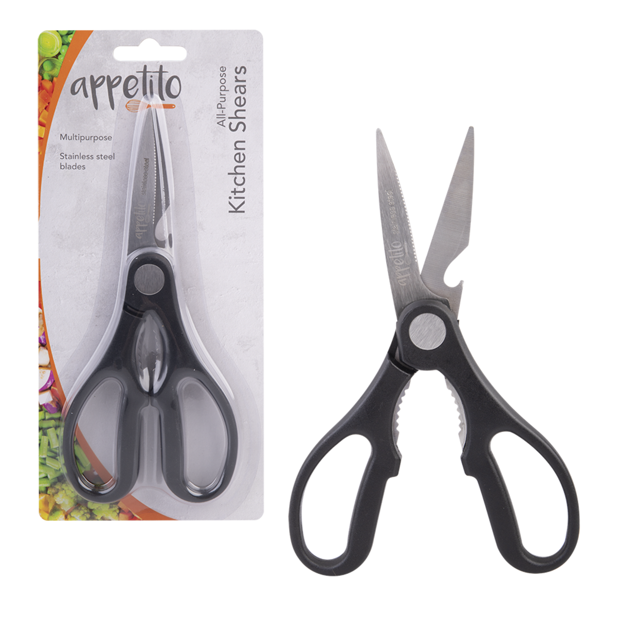 Appetito All Purpose Kitchen Shears - Black