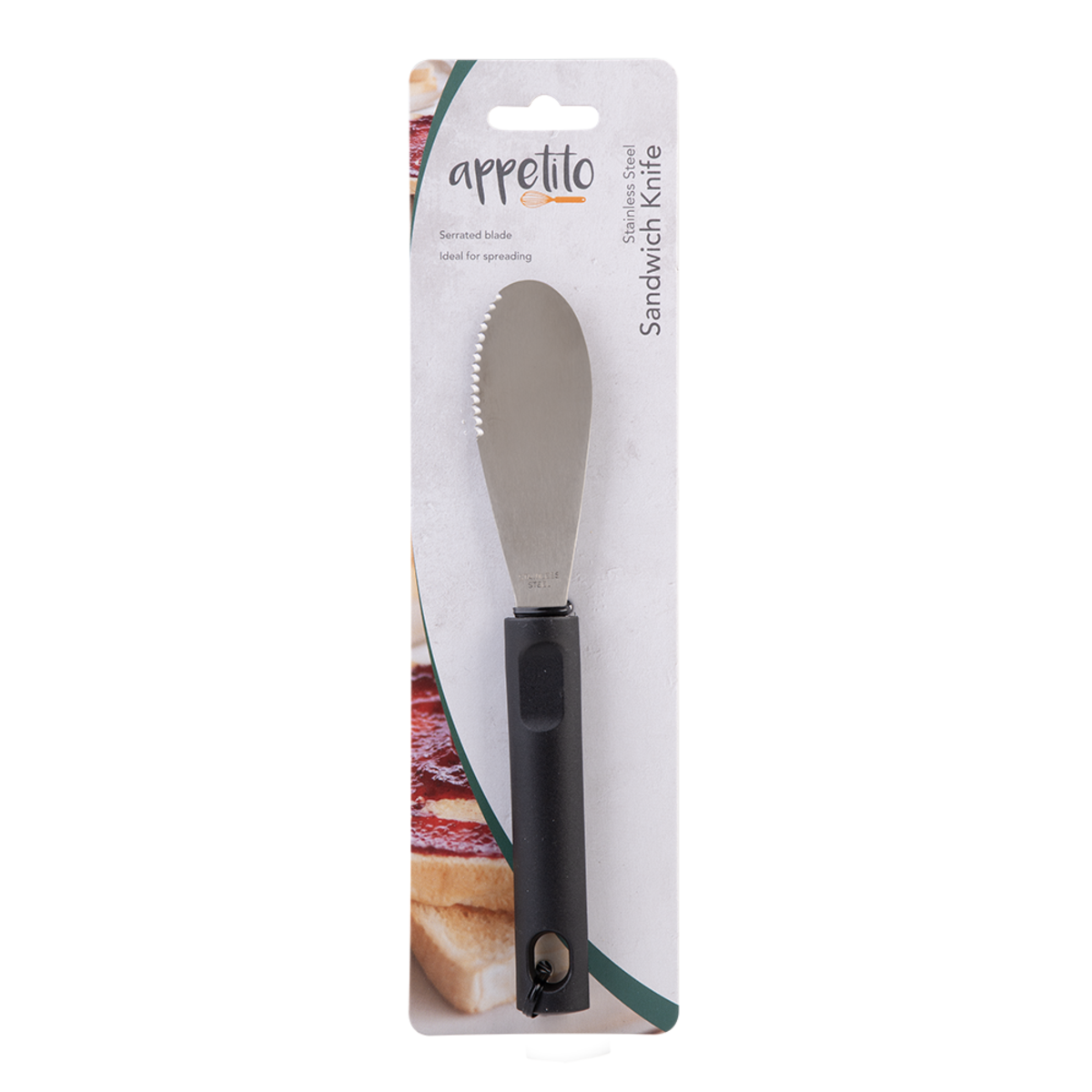 Appetito Stainless Steel Sandwich Knife with Black Handle