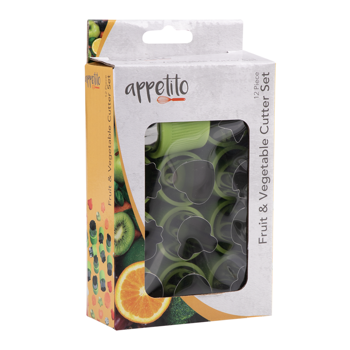 Appetito Fruit & Vegetable Cutters Set of 12 Assorted Shapes - Green