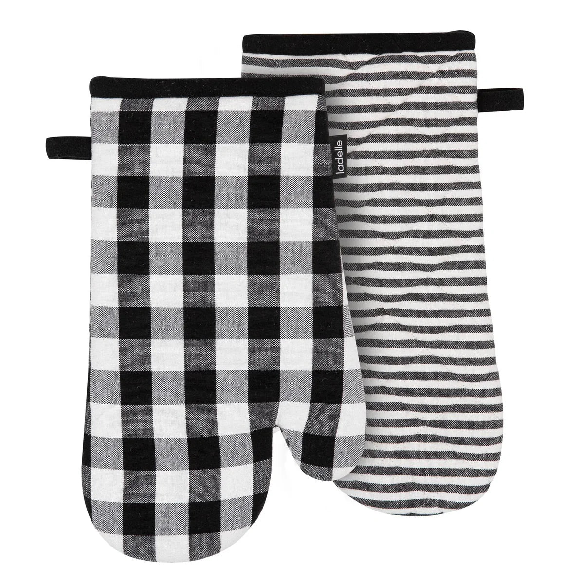 Ladelle Eco Recycled 2pk Oven Mitts 18x33cm - Gingham Black