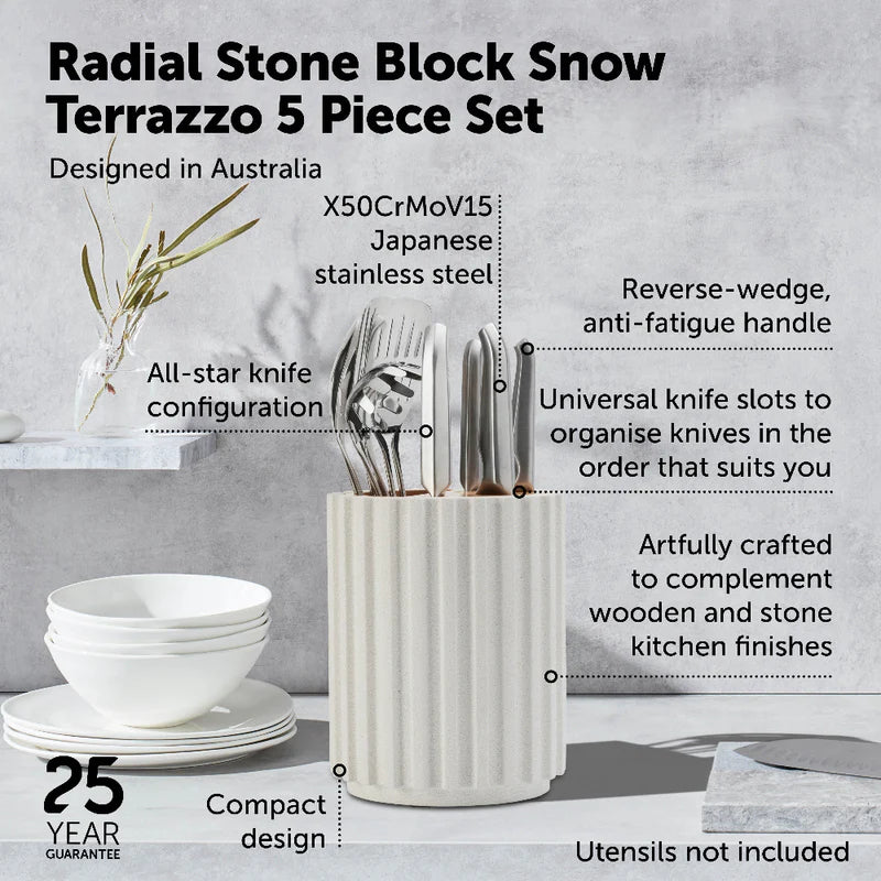 Furi Radial Stone Block Set Snow Terrazzo - 5 Piece