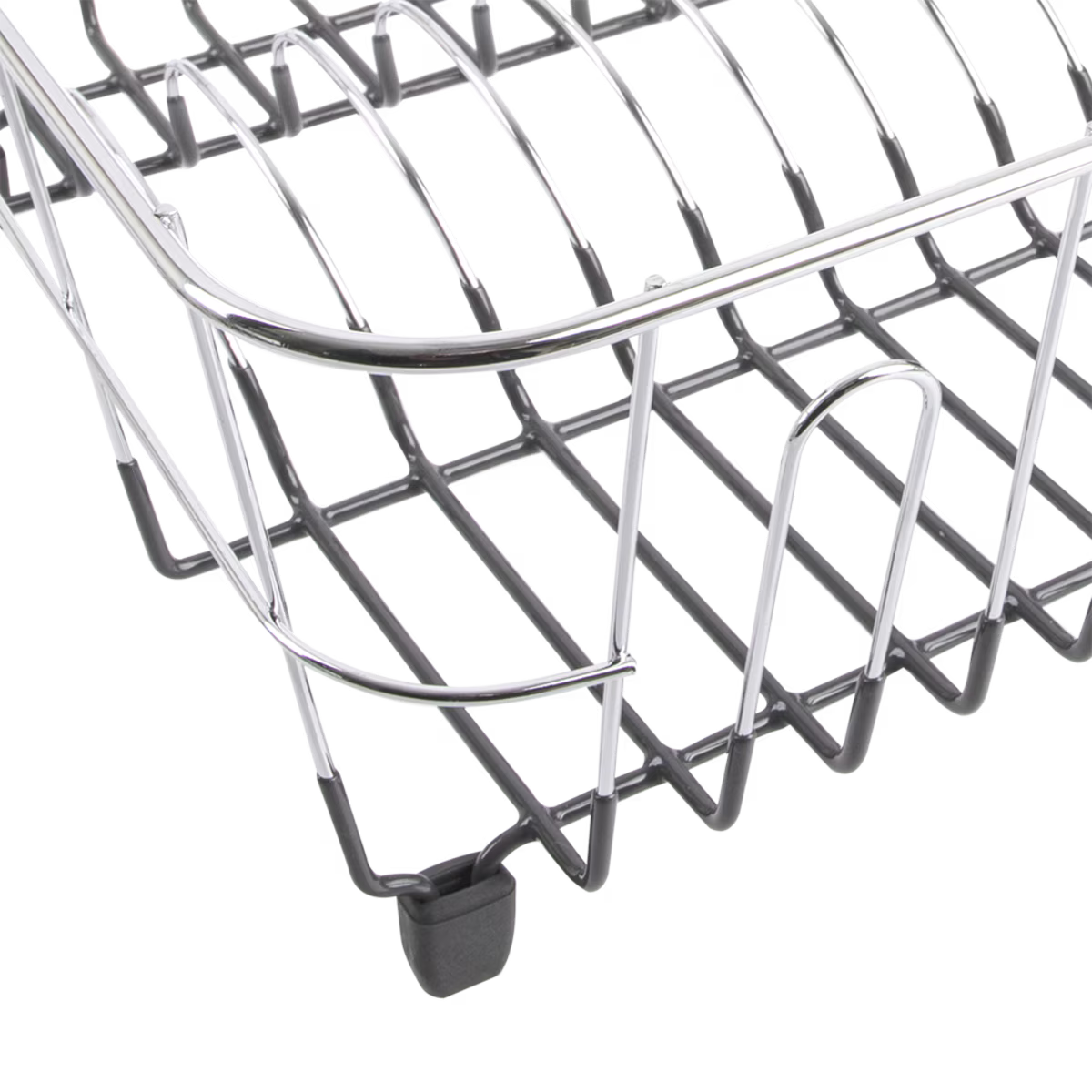 D.Line Small Dish Drainer Chrome/PVC with Caddy Charcoal - 36.5 x 32.3 x 14.3cm