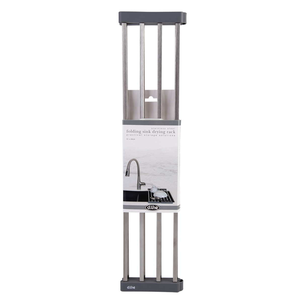 D.line Stainless Steel Folding Sink Drying Rack 51x24cm - Grey