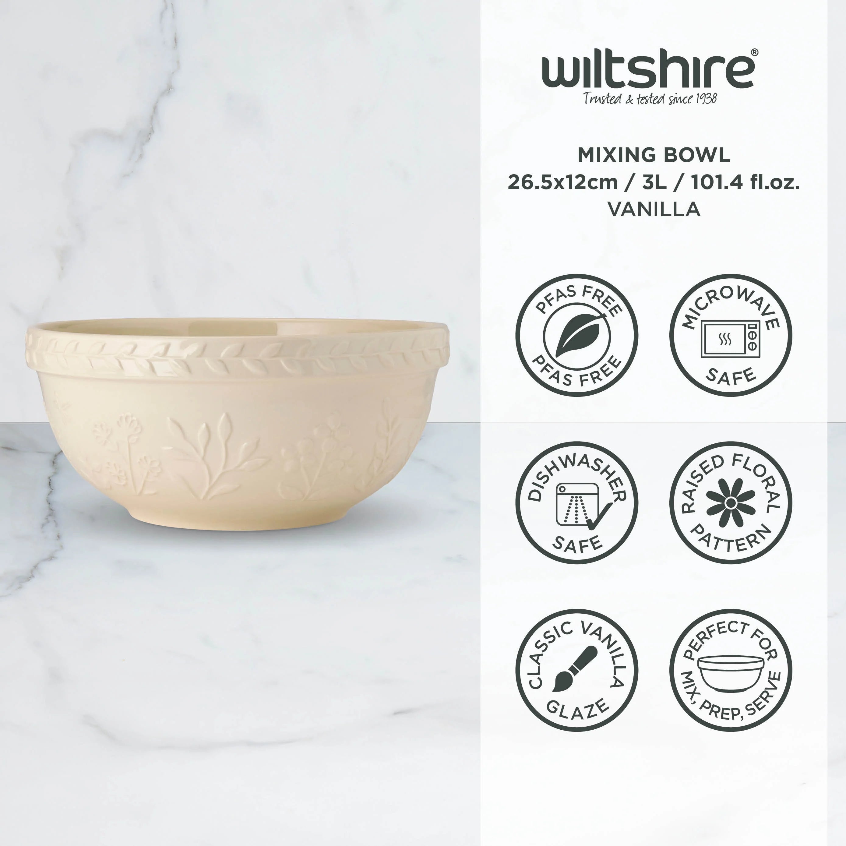 Wiltshire Mixing Bowl 26.5 x 12cm Vanilla - 3L