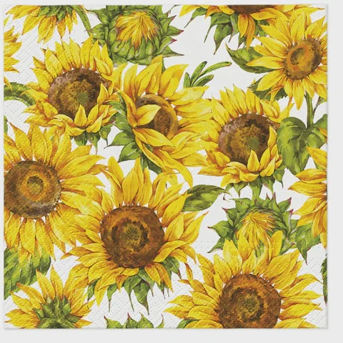 Paw Lunch Napkins "Dancing Sunflowers" Pack of 20 - 33x33cm