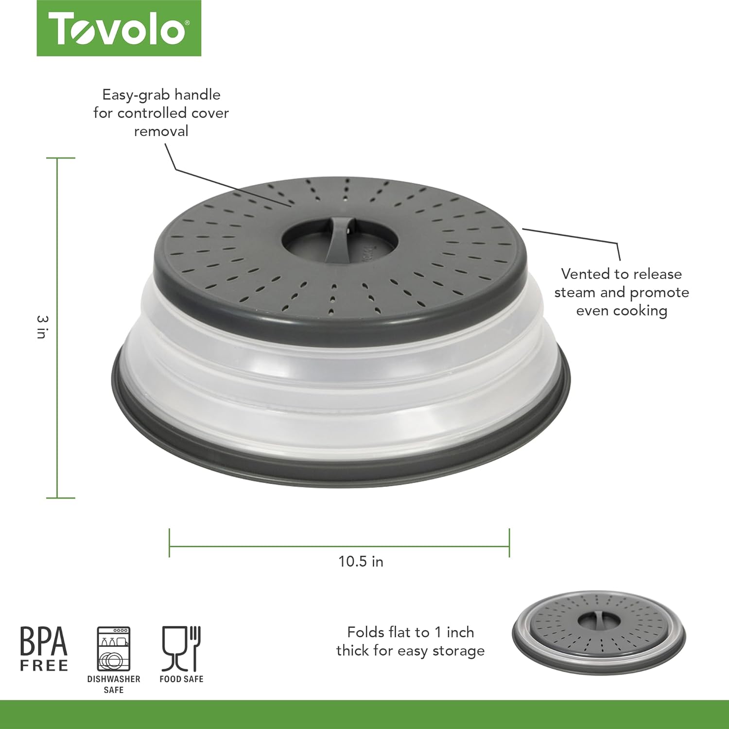 Tovolo Collapsible Microwave Food Cover 26cm - Charcoal
