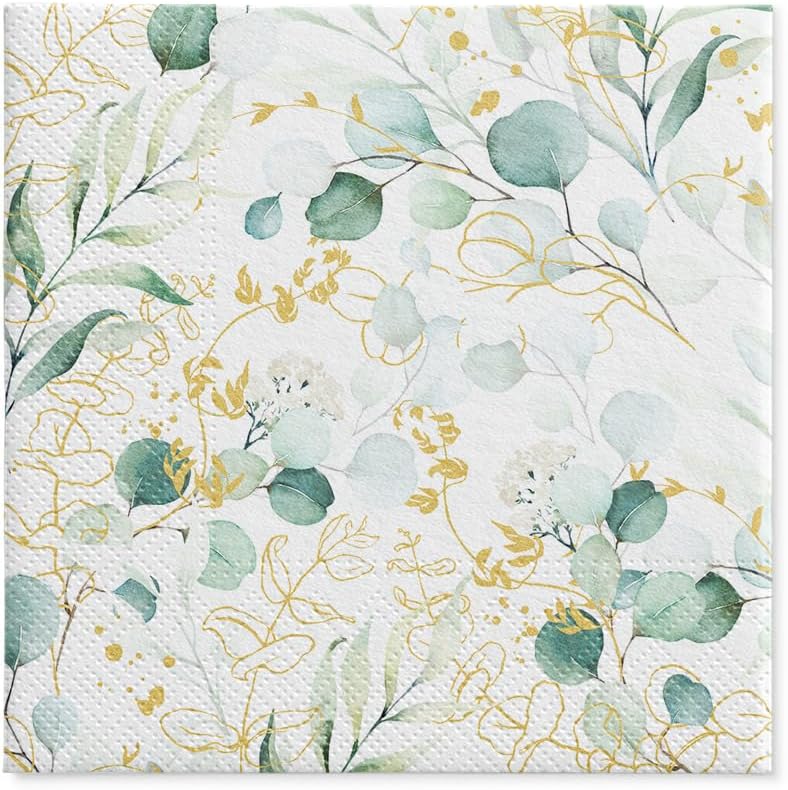 Paw Napkins - Pack of 20 - Golden Eucalyptus - 33x33cm