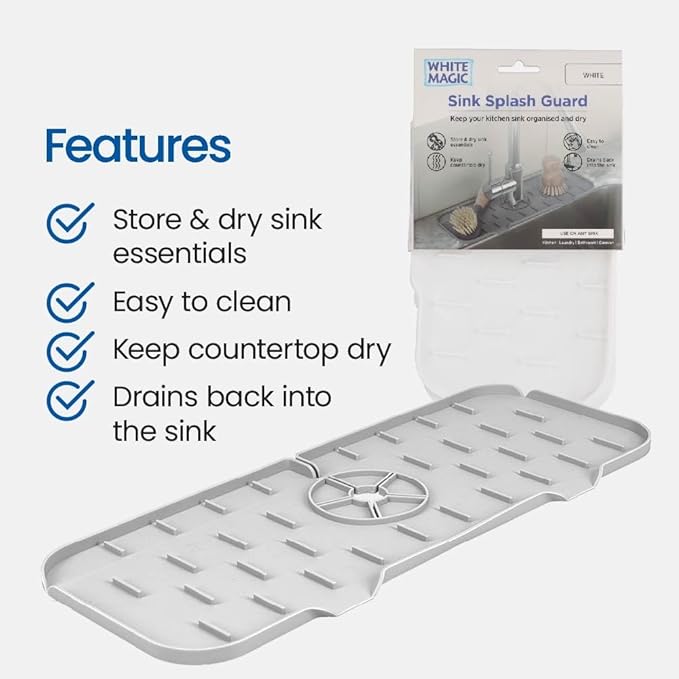 White Magic Sink Splash Guard 37x14cm - White