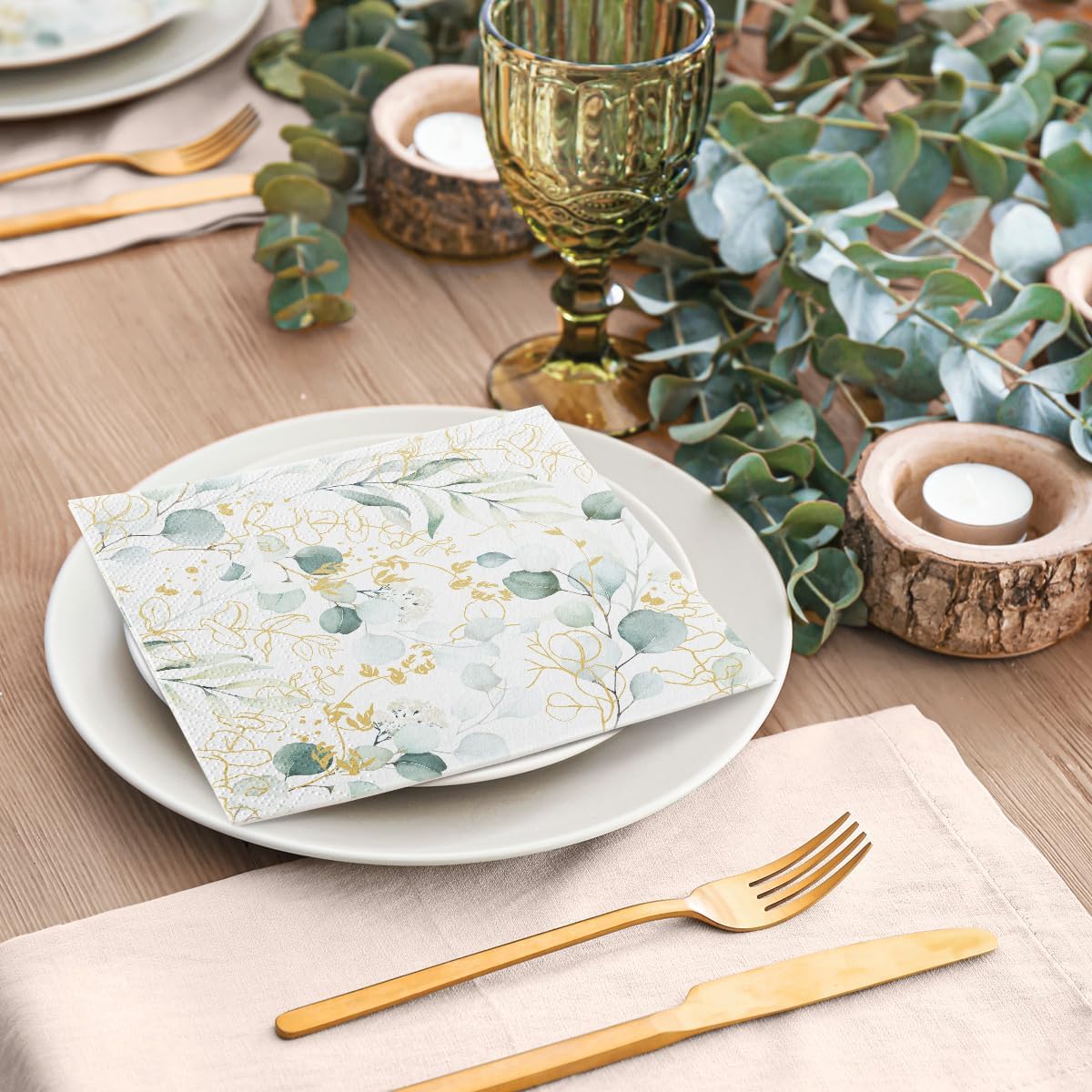 Paw Napkins - Pack of 20 - Golden Eucalyptus - 33x33cm