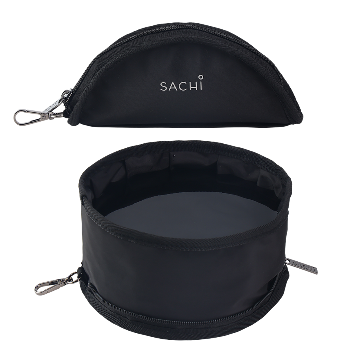 Sachi Pupbowl Portable Folding Dog Bowl - Black
