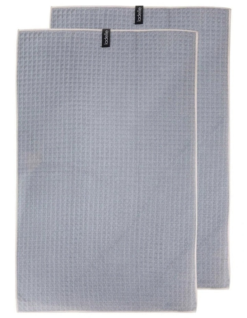 Ladelle Mega Waffle Microfibre 2pk Kitchen Towel Set - Grey