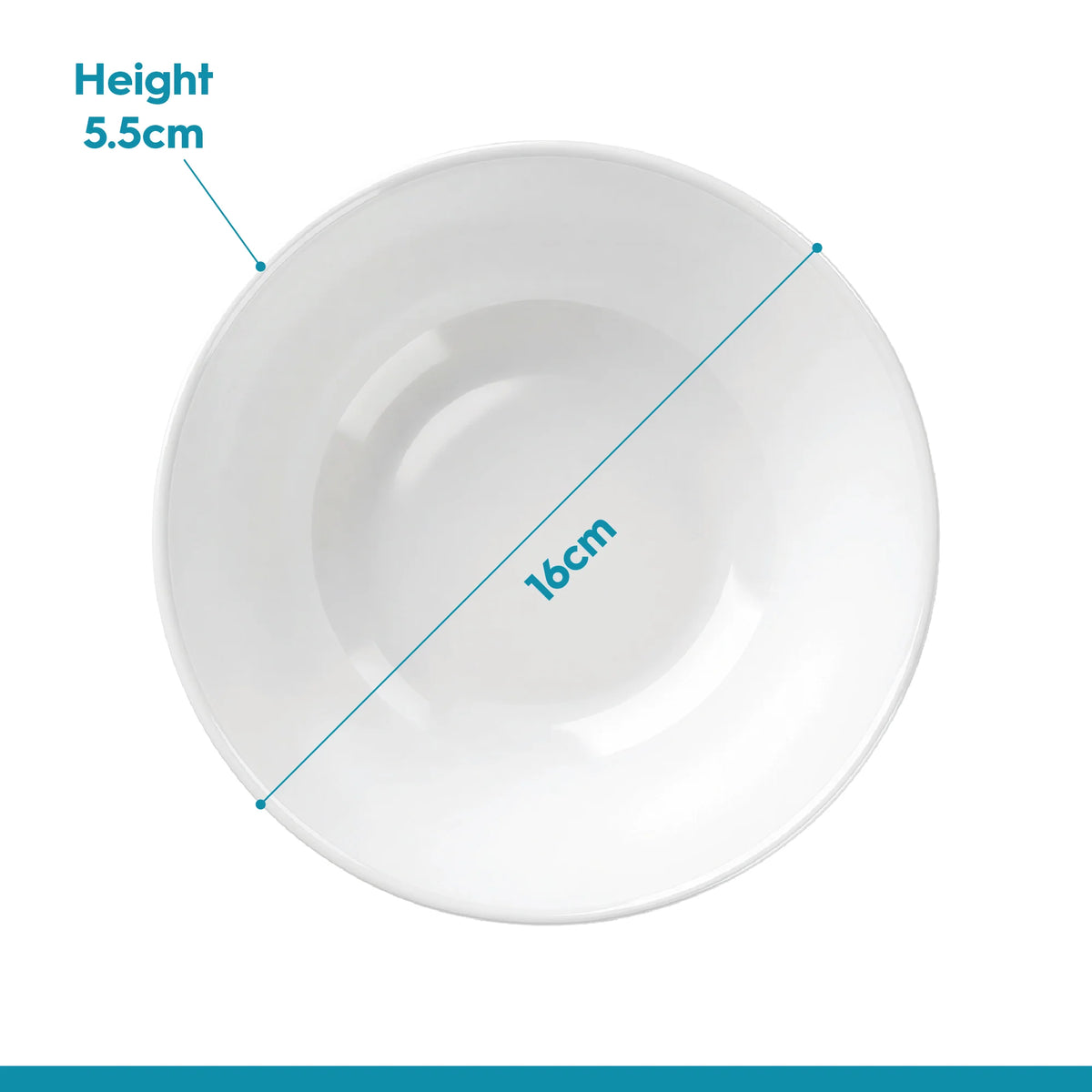Argon 6 x Round Opal Glass Cereal Bowls 16cm White - Pack of 6