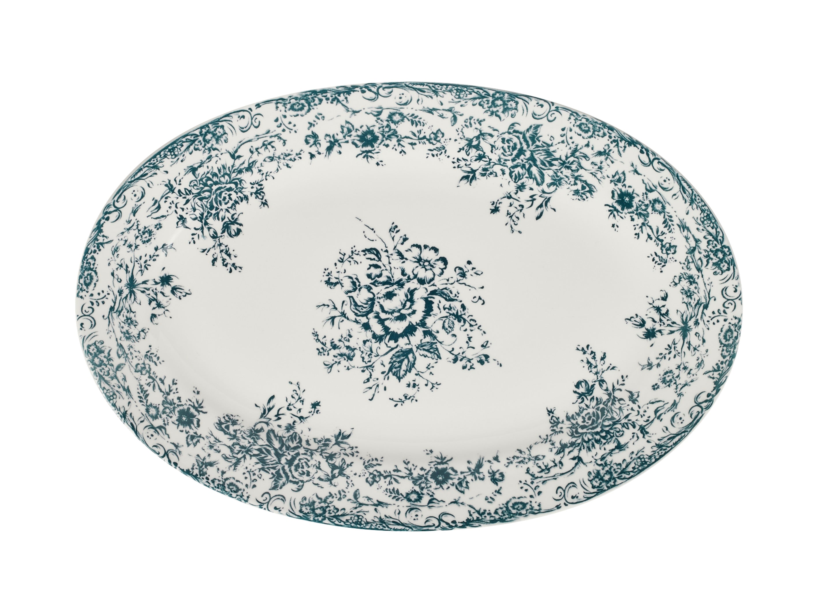 Casa Domani Rosetta Oval Platter 37x25cm Antique Blue Gift Boxed