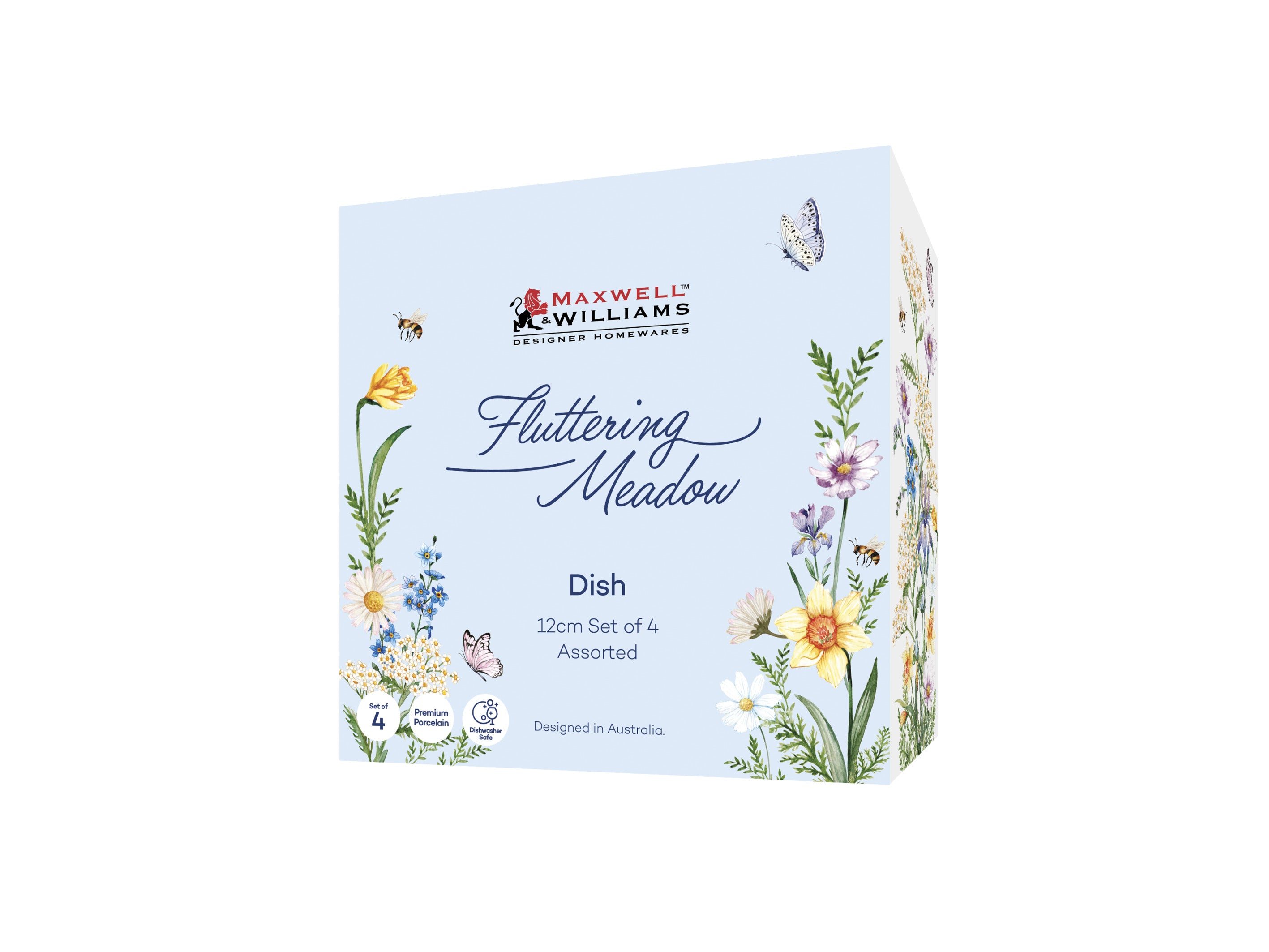 Maxwell & Williams Fluttering Meadow Dish 12cm Set of 4 Assorted - Gift Boxed