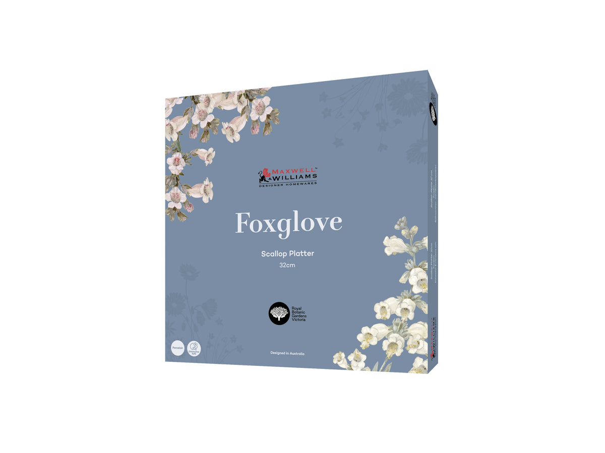 Maxwell & Williams Royal Botanic Gardens Foxglove Scallop Platter 32cm Gift Boxed