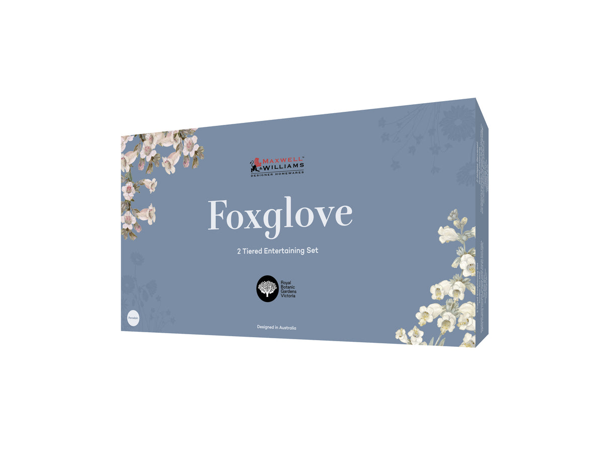 Maxwell & Williams Royal Botanic Gardens Foxglove 2 Tiered Entertaining Set Gift Boxed