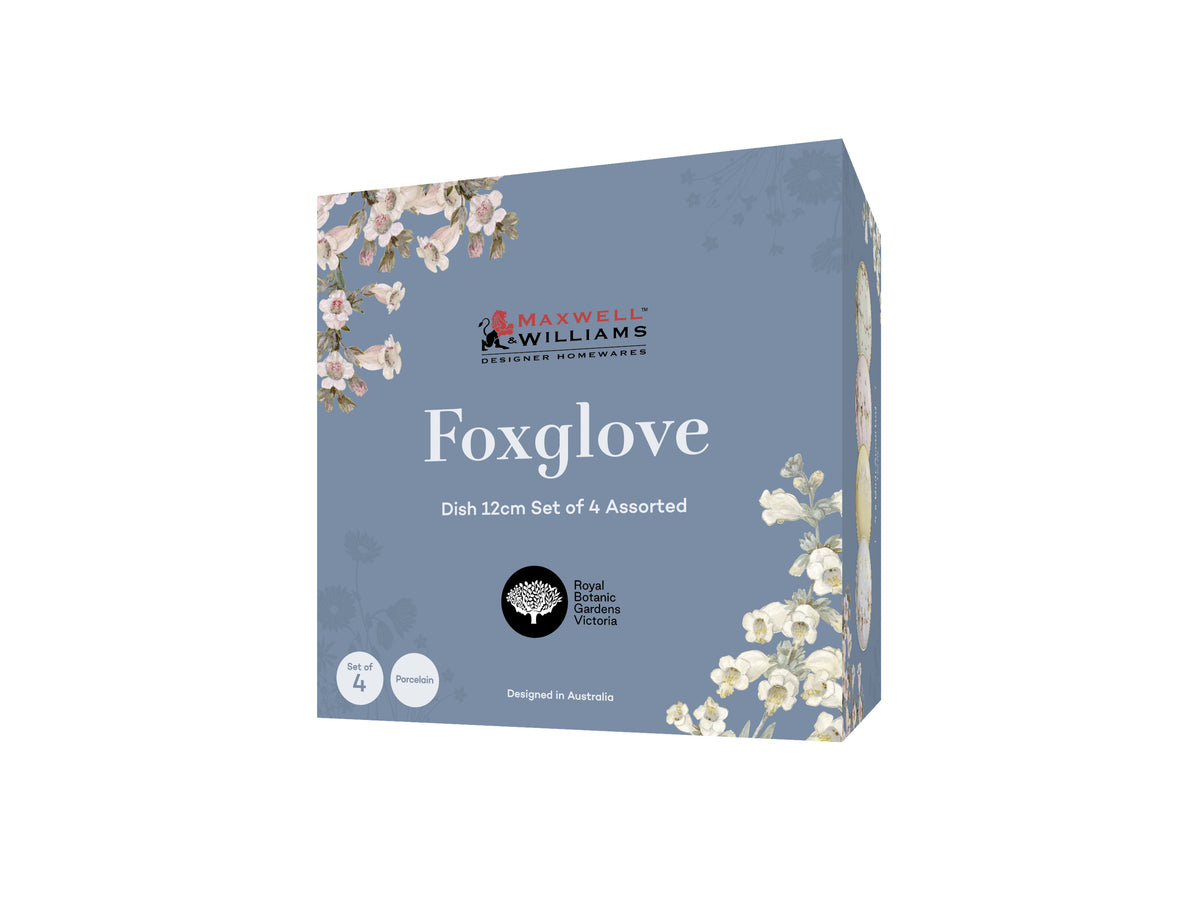Maxwell & Williams Royal Botanic Gardens Foxglove Dish 12cm Set of 4 Assorted Gift Boxed