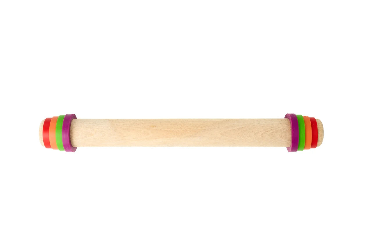 St. Clare Beechwood Rolling Pin w/Silicone Thickness Guides - 43cm