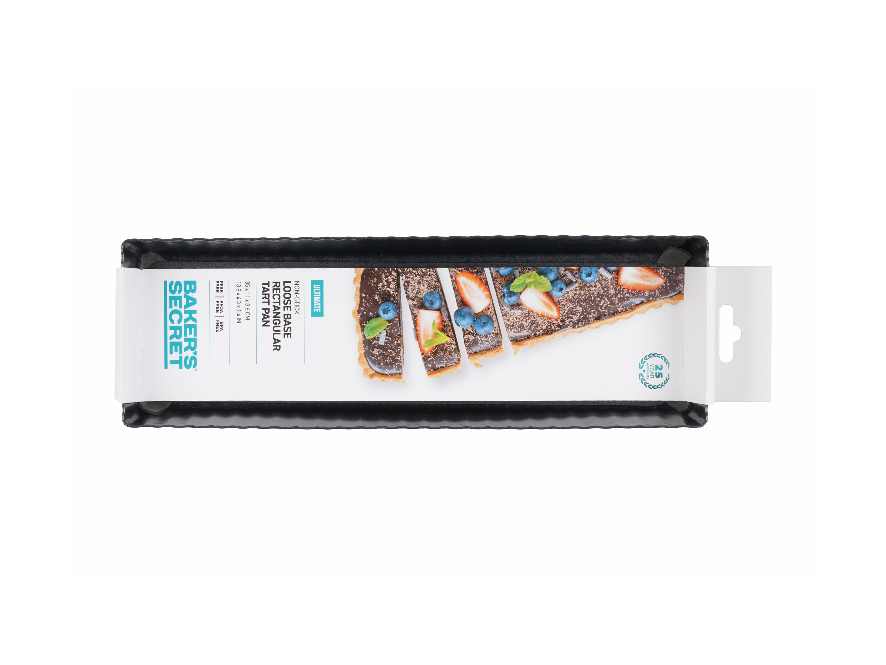 Bakers Secret ltimate Non-Stick Loose Base Rectangular Tart/Quiche Pan - 35x11cm
