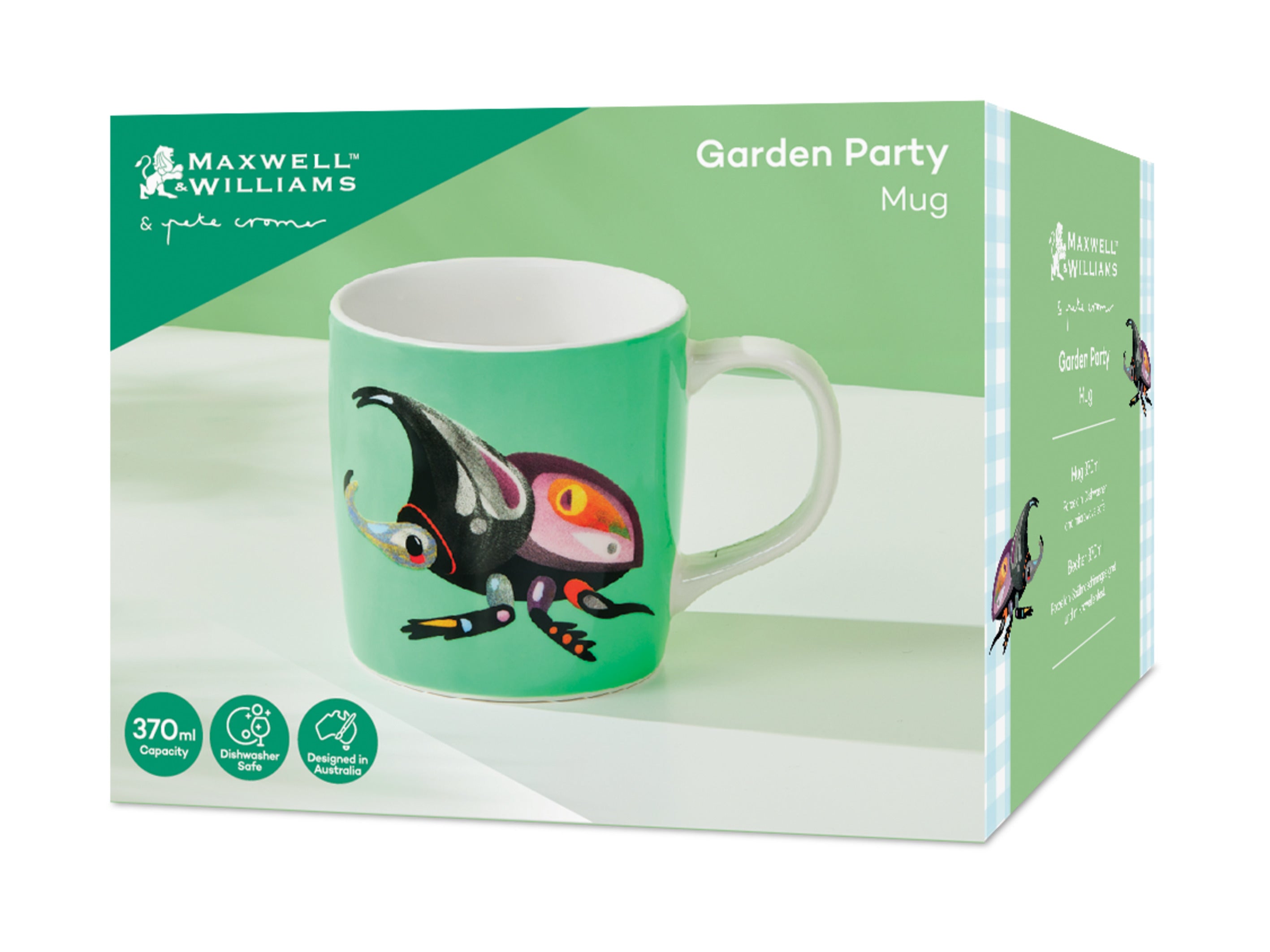 Maxwell & Williams Pete Cromer Garden Party Mug 370ml - Rhino Beetle