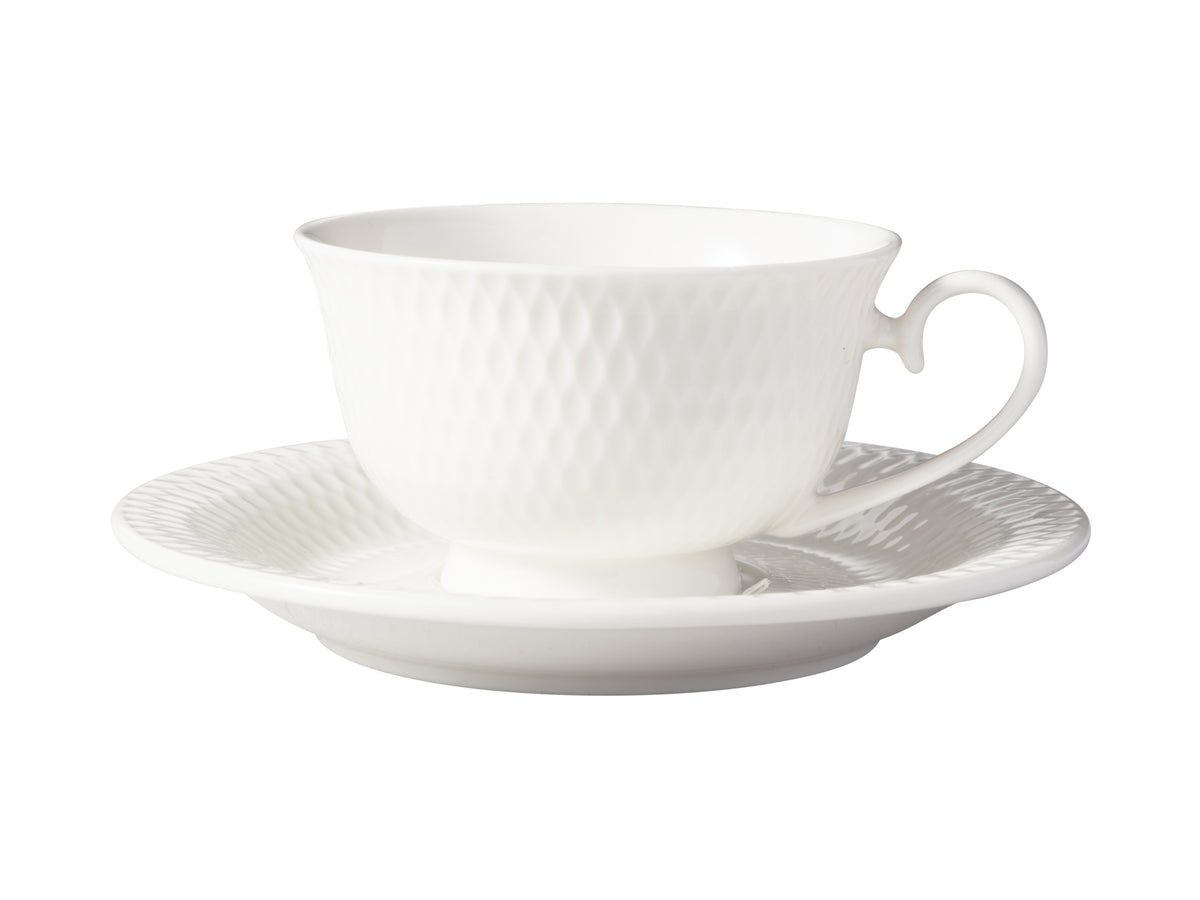 Maxwell & Williams White Basics Diamonds Footed Demi Cup & Saucer 90ml
