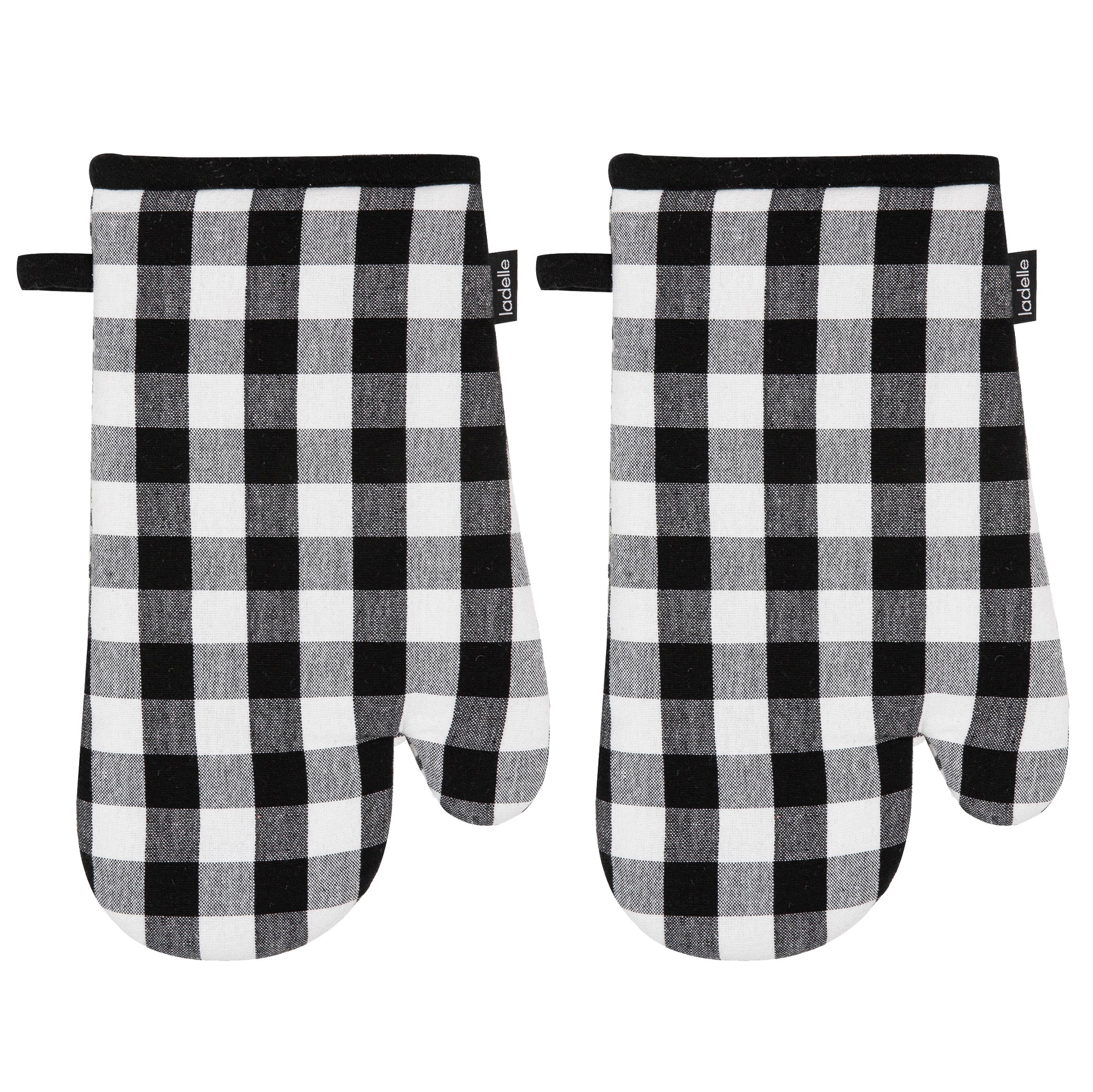 Ladelle Eco Recycled 2pk Oven Mitts 18x33cm - Gingham Black