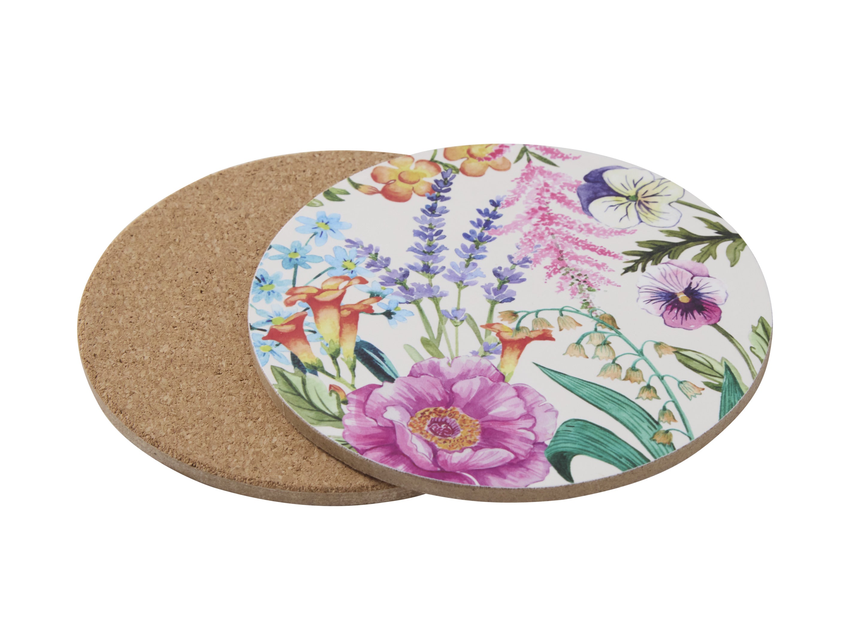 Maxwell & Williams Botanica Round Cork Back Coasters - Set of 4 Gift Boxed - 10cm