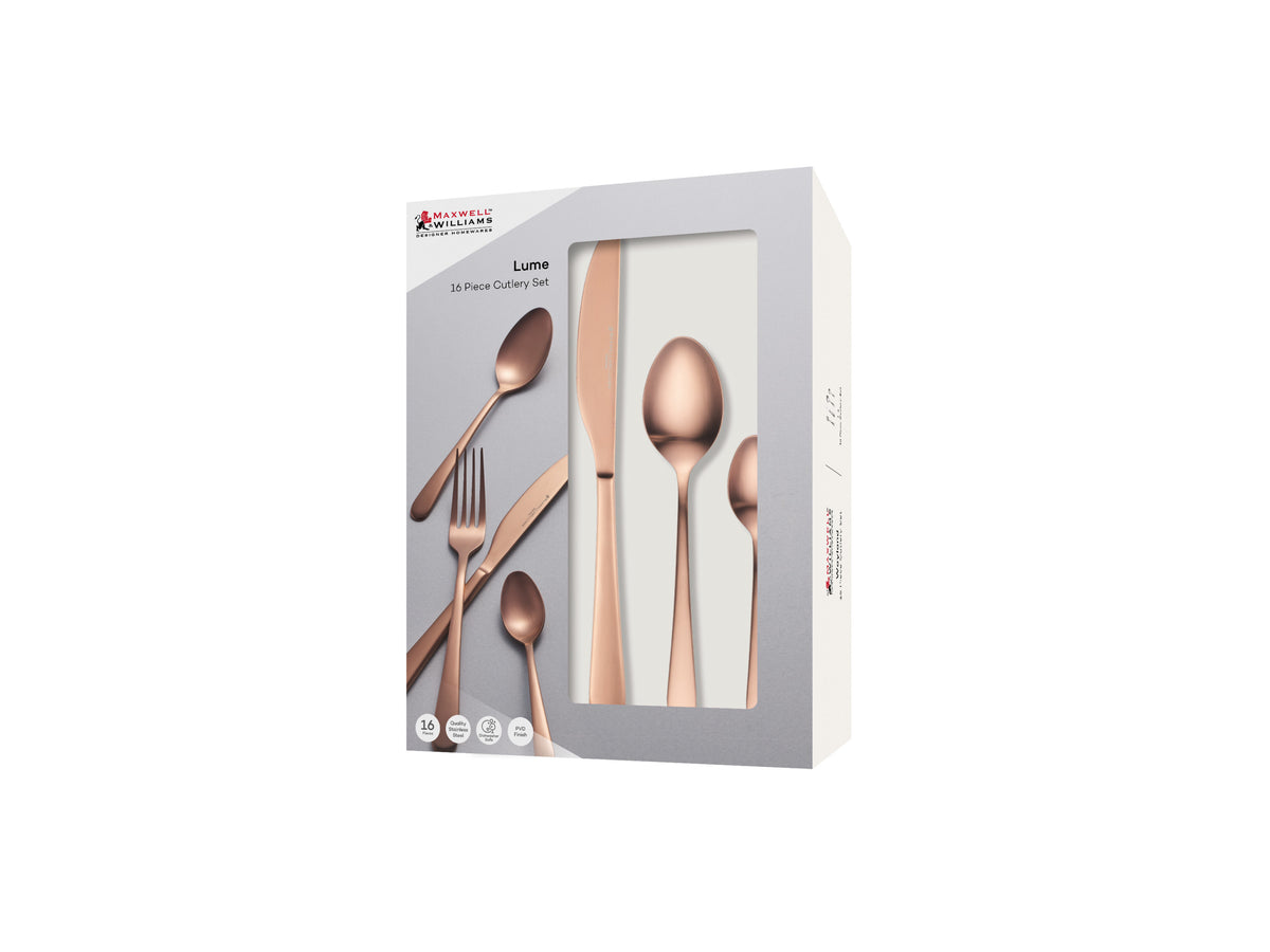 Maxwell & Williams Lume 16pcs Cutlery Set Rose Gold Gift Boxed