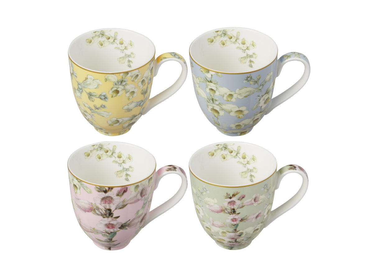 Maxwell & Williams Royal Botanic Gardens Foxglove Coupe Mug 400ML Set of 4 Assorted Gift Boxed