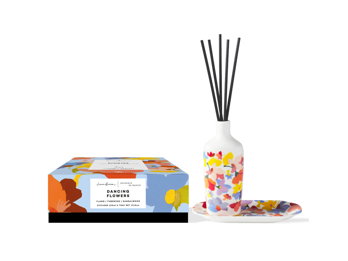 Love Anna x Prudence De Marchi Dancing Flowers Diffuser & Tray Set 150ml & 17x8cm Gift Boxed