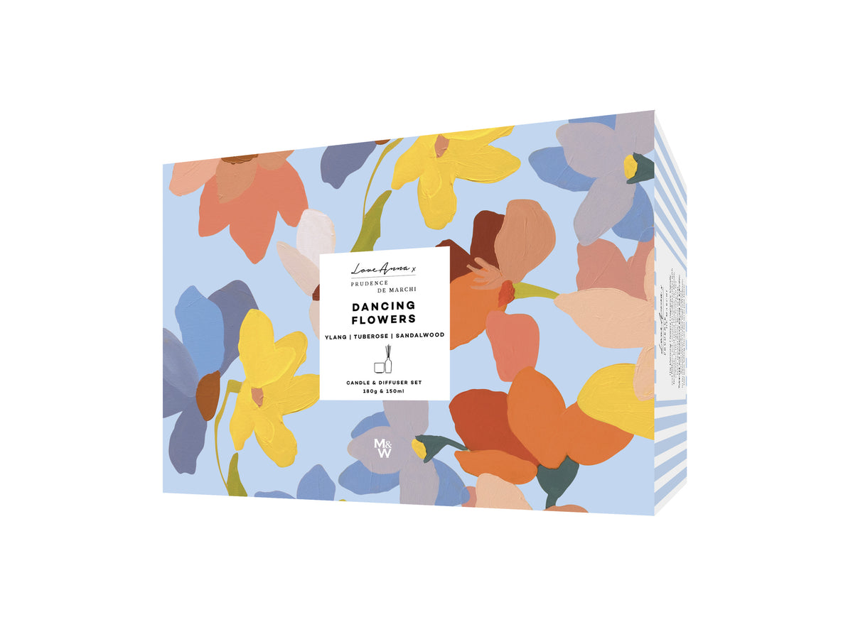 Love Anna x Prudence De Marchi Dancing Flowers 180g Candle & 150ml Diffuser Set Gift Boxed