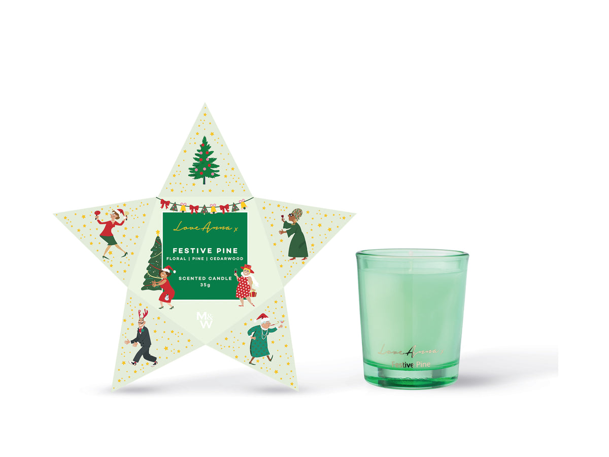 Love Anna x Jolly Folk Festive Pine Fragrance Candle 35g Star Gift Boxed
