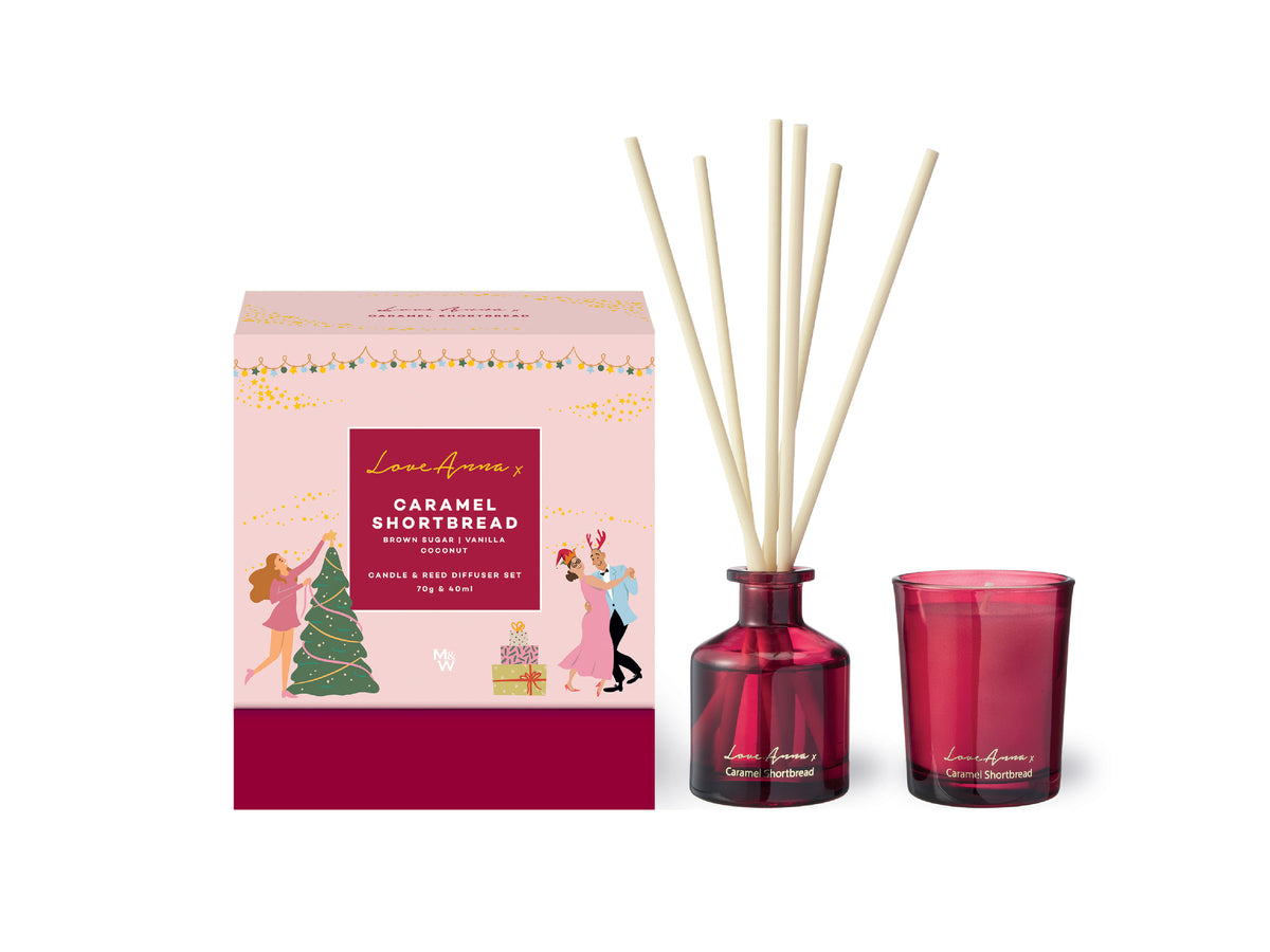 Love Anna x Jolly Folk Caramel Shortbread Candle & Diffuser Set 70g & 40ML Gift Boxed