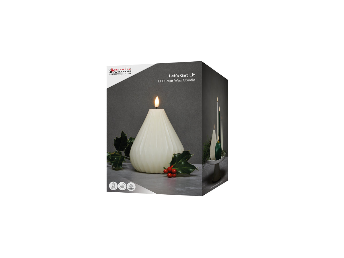 Maxwell & Williams Let's Get Lit Christmas Candle Pear 12x14cm Natural Gift Boxed
