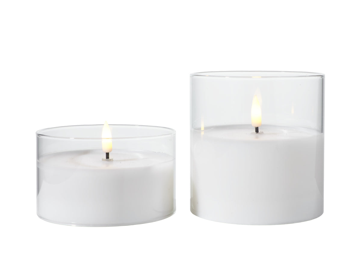 Maxwell & Williams Let's Get Lit LED Flameless Candle Glass Hurricane Clear Set of 2 Gift Boxed