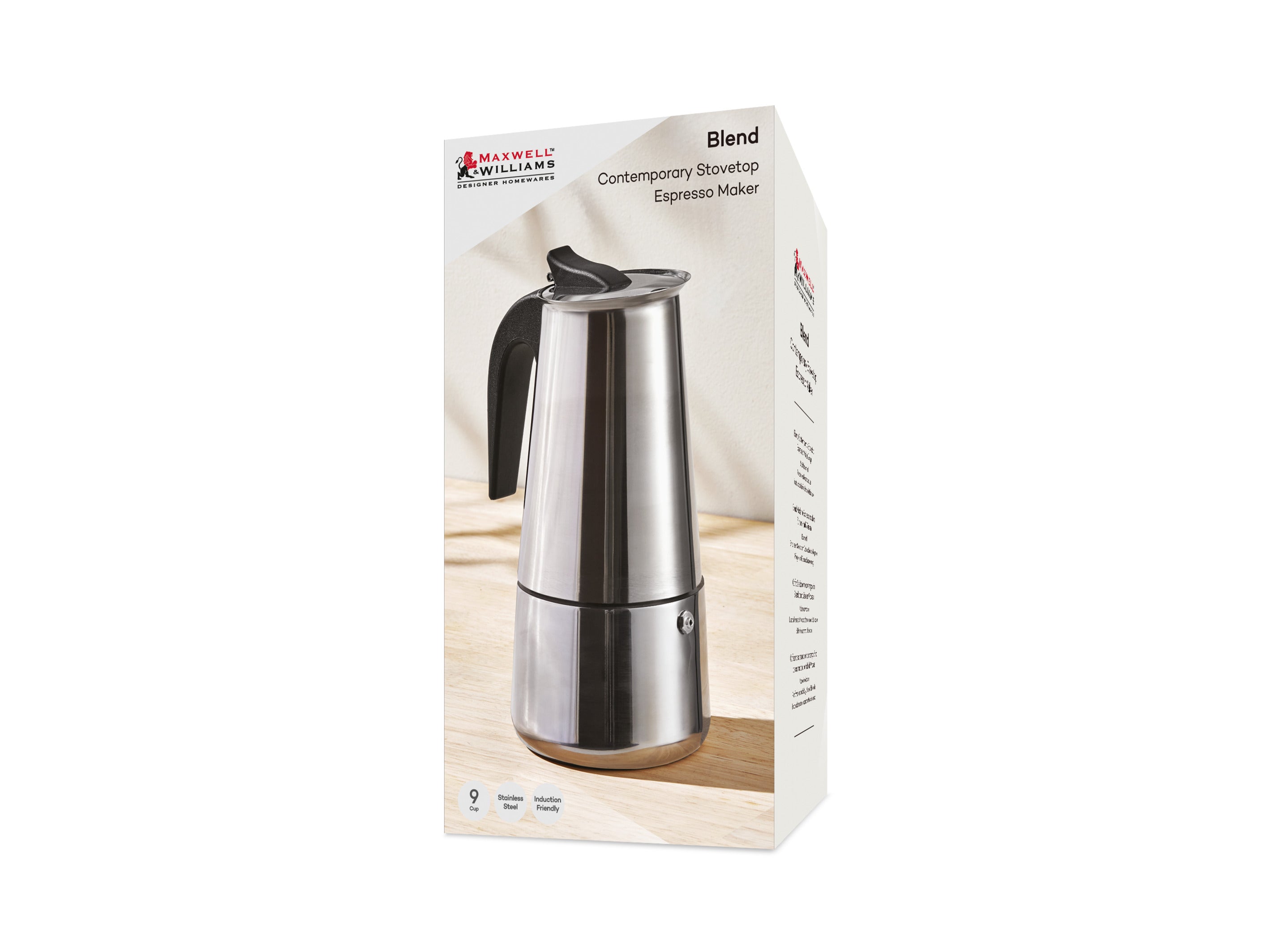 Maxwell & Williams Blend Contemporary Stovetop Espresso Maker - 9 Cup