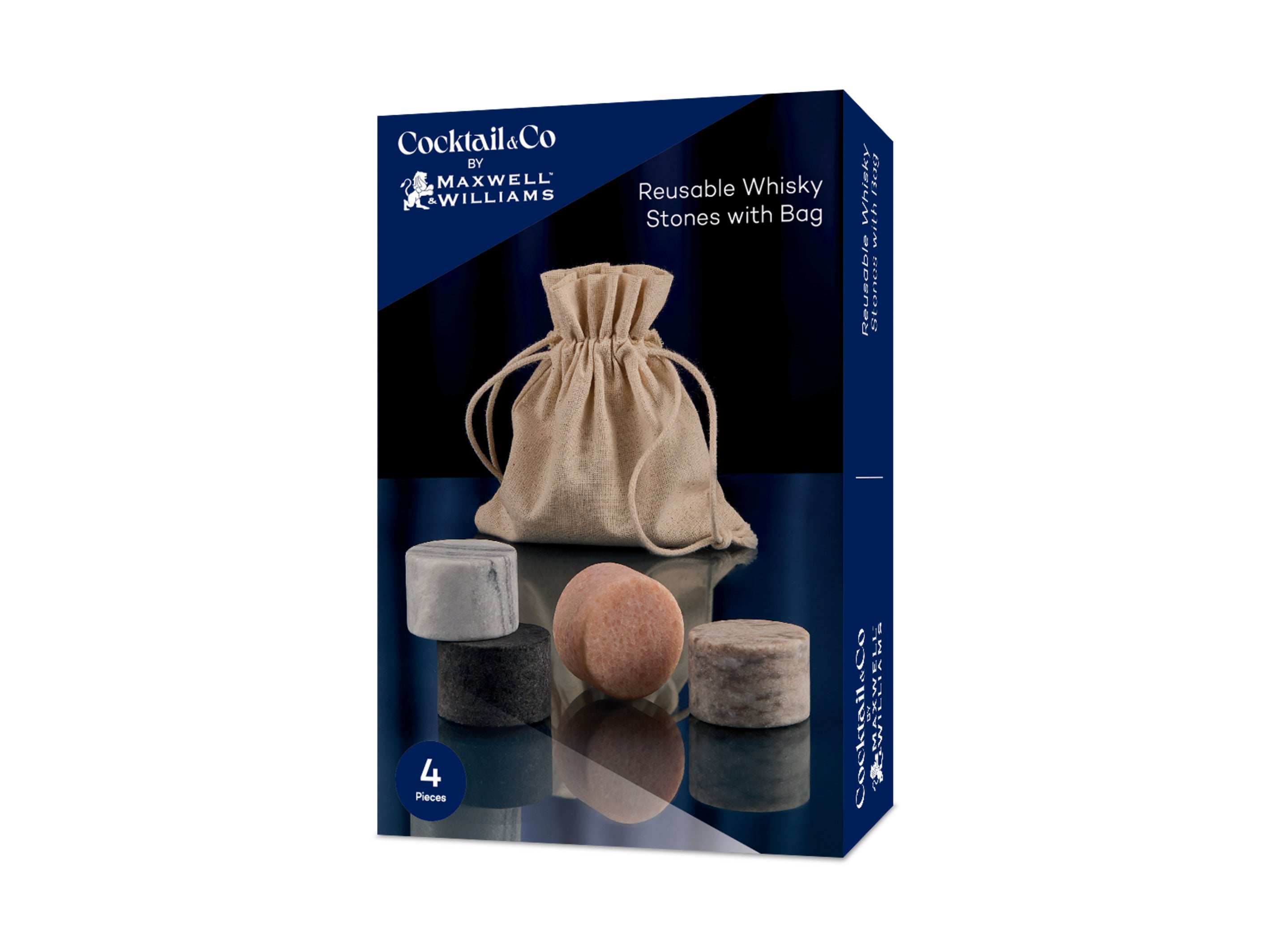 Maxwell & Williams Cocktail & Co. Reusable Whisky Stones With Bag - Set of 4
