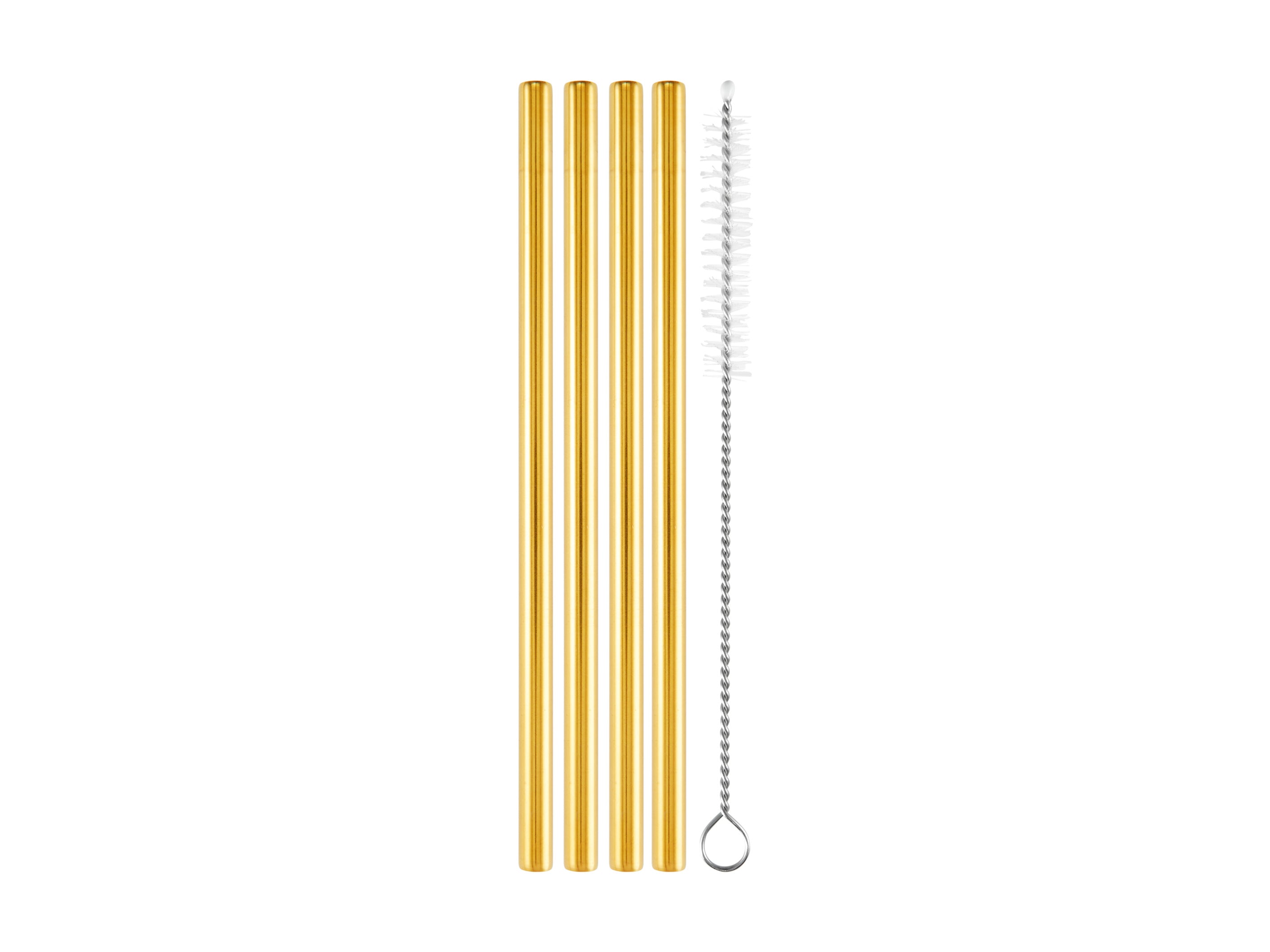 Maxwell & Williams Cocktail & Co. Reusable 4pc Cocktail Straws With Brush Set - Gold