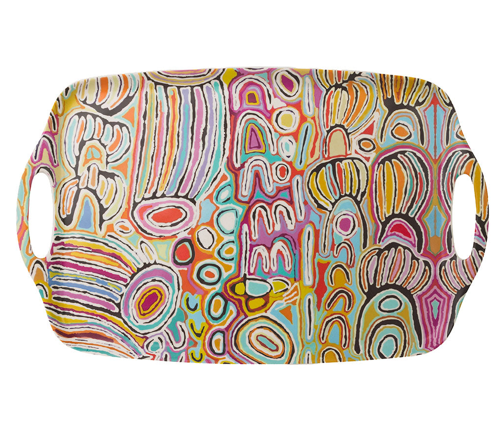 Judy Waston Large Tray - Designed By Warlukurlangu Artists of Yuendumu, Australia