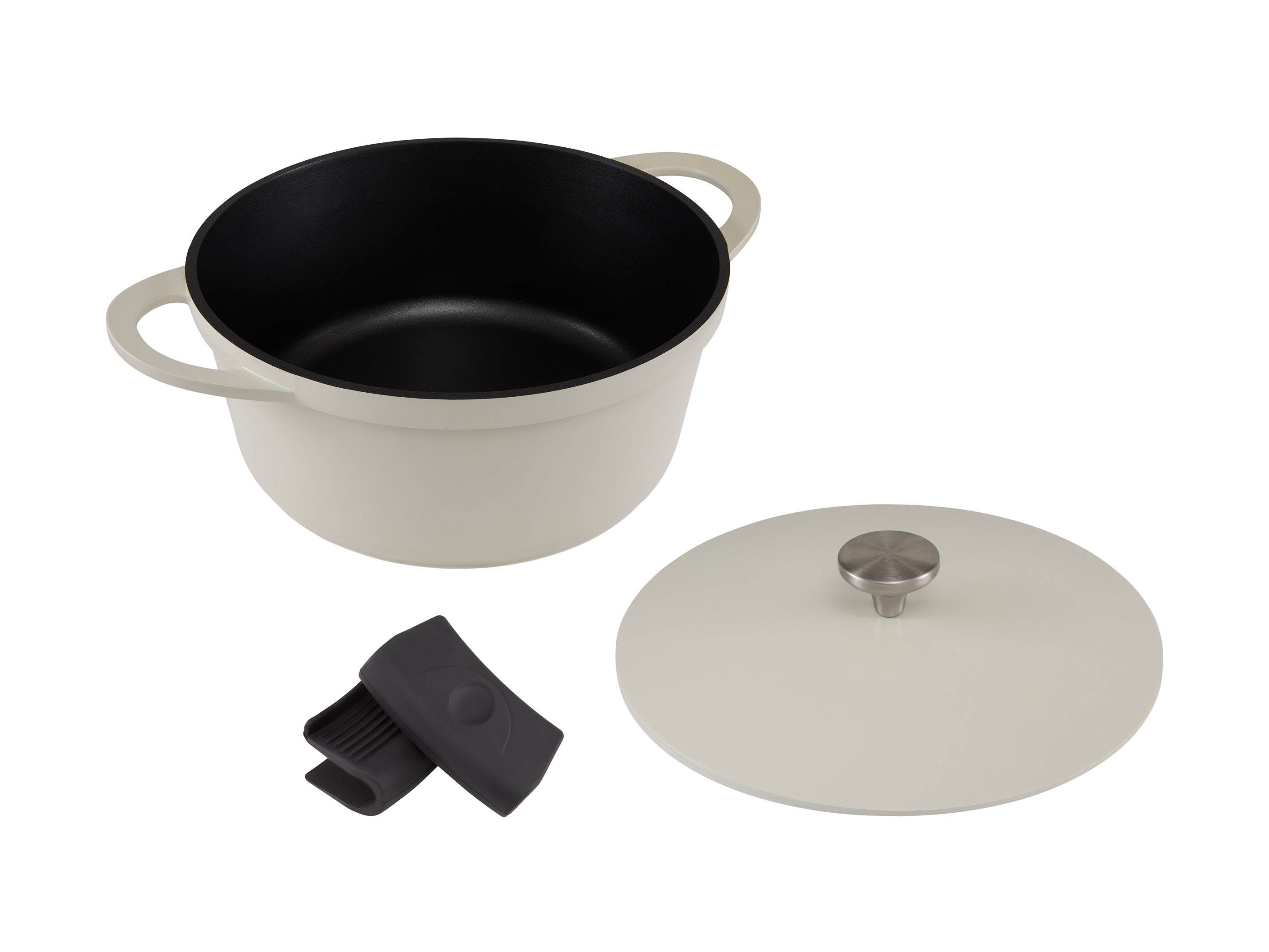 Maxwell & Williams Cast Lite Non-Stick Casserole 28cm / 6.3L Gift Boxed - Ecru