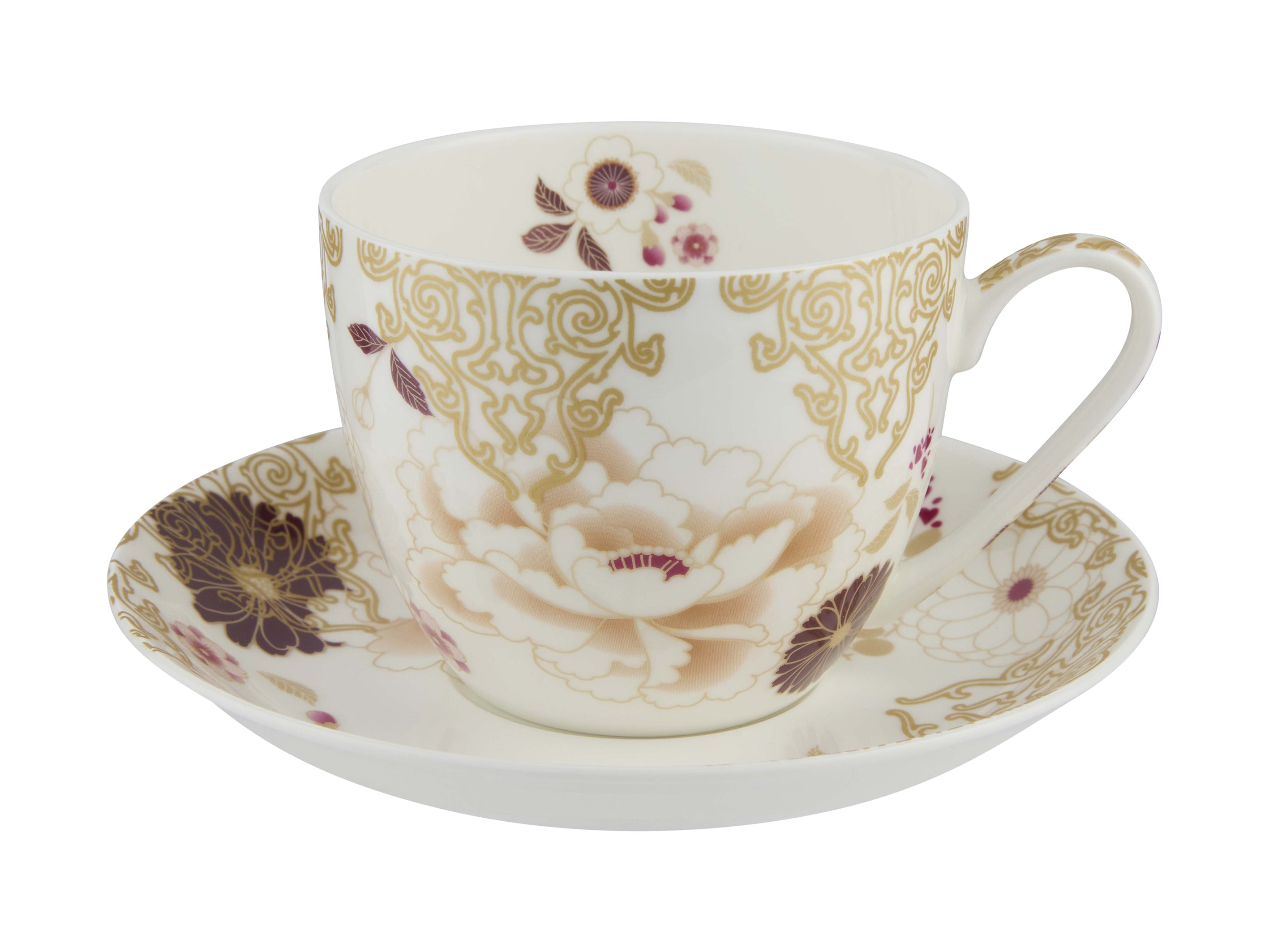Maxwell & Williams Kimono Breakfast Cup & Saucer 480ml - White - Gift Boxed